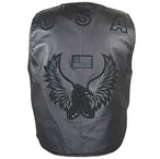Men's 3011-Vest American Eagle Black Leather Vest by USA Leather