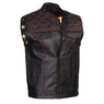 Xelement ‘Gold Series’ XS13002 Men's 'Stars and Stripes’ Black Leather MC Vest with USA Flag Liner