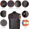 Xelement ‘Gold Series’ XS13002 Men's 'Stars and Stripes’ Black Leather MC Vest with USA Flag Liner