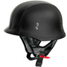 Outlaw Helmets T99 Black Leather German Style Motorcycle Half Helmet for Men & Women DOT Approved - Adult Unisex Skull Cap for Bike Scooter ATV UTV Chopper Skateboard