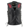 Xelement XS24006 Ladies ‘Gemma’ Black and Red Leather Vest with Side Lace Adjustment