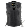 Xelement XS24004 Ladies ‘Gemma’ Black Leather Vest with Side Lace Adjustment