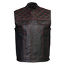 Xelement ‘Gold Series’ XS13002 Men's 'Stars and Stripes’ Black Leather MC Vest with USA Flag Liner