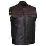 Xelement ‘Gold Series’ XS13002 Men's 'Stars and Stripes’ Black Leather MC Vest with USA Flag Liner