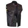 Xelement ‘Gold Series’ XS13002 Men's 'Stars and Stripes’ Black Leather MC Vest with USA Flag Liner