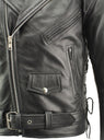 Xelement B7103 Black Motorcycle Leather Jacket for Men with Side Adjustable Lace and - Premium Genuine Buffalo Biker Club Coat with Gun Pockets