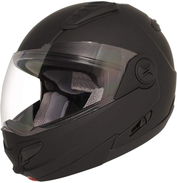 HAWK Helmets ST 1198 Matte Black Modular Motorcycle Full Face Helmet for Men & Women with Dual Flip Up Sun Visor DOT Approved for Bike Scooter ATV UTV Chopper Skateboard