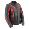 Xelement XS2029 Women's 'Gemma' Black and Red Leather Embroidered Jacket with X-Armor