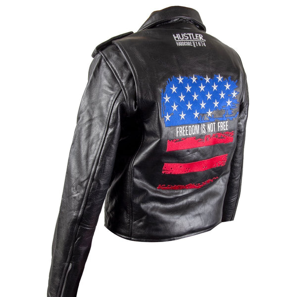 Hustler Ladies HSL-800 'Freedom Is Not Free" Vintage Leather Motorcycle Jacket