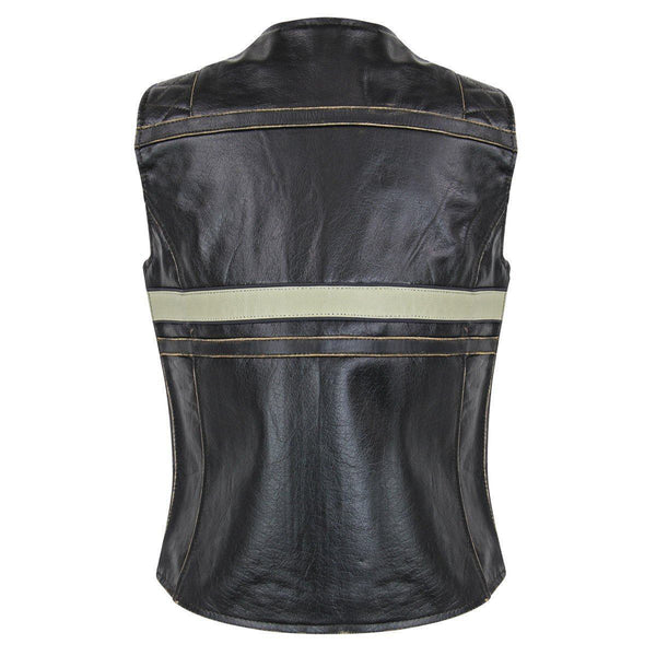 Xelement BXU1903VT Women's Brown Leather Touring Biker Vest
