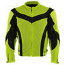 (ARCHIVED) Xelement CF-6019-66 Men's 'Invasion' Neon Green Textile Armored Motorcycle Jacket