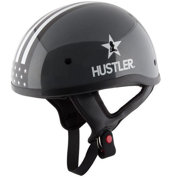 Outlaw Helmets HT1 Hustler Glossy Gray White Freedom is Not Free Motorcycle Half Helmet for Men & Women DOT Approved  - Adult Unisex Skull Cap for Bike ATV UTV Chopper Cruiser Skateboard