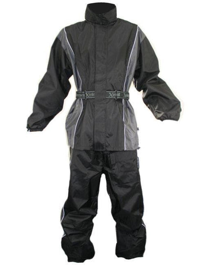 Xelement RN4795 Women's Black/Gray 2-Piece Motorcycle Rainsuit