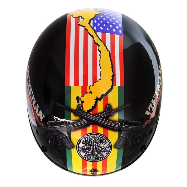 Outlaw Helmets T70 Hustler Glossy Black Vietnam Motorcycle Half Helmet for Men & Women with Sun Visor DOT Approved - Adult Unisex Skull Cap for Bike Scooter ATV UTV Chopper Skateboard