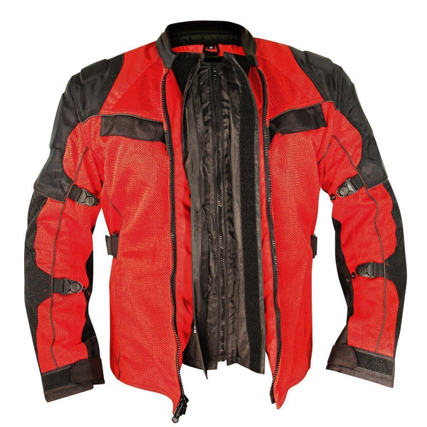 Xelement CF8161 Red Black Tri-Tex Mesh Motorcycle Sport Jacket For Men with X Armor Protection - Premium Lightweight Breathable Textile Biker Coat